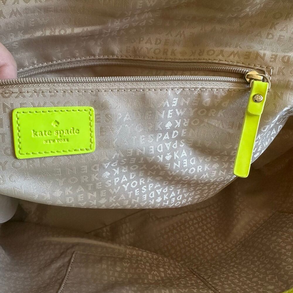 Kate Spade New York Molly Bikini Dot Tote Bag Neon Yellow Chartreuse Acid - Picture 7 of 9